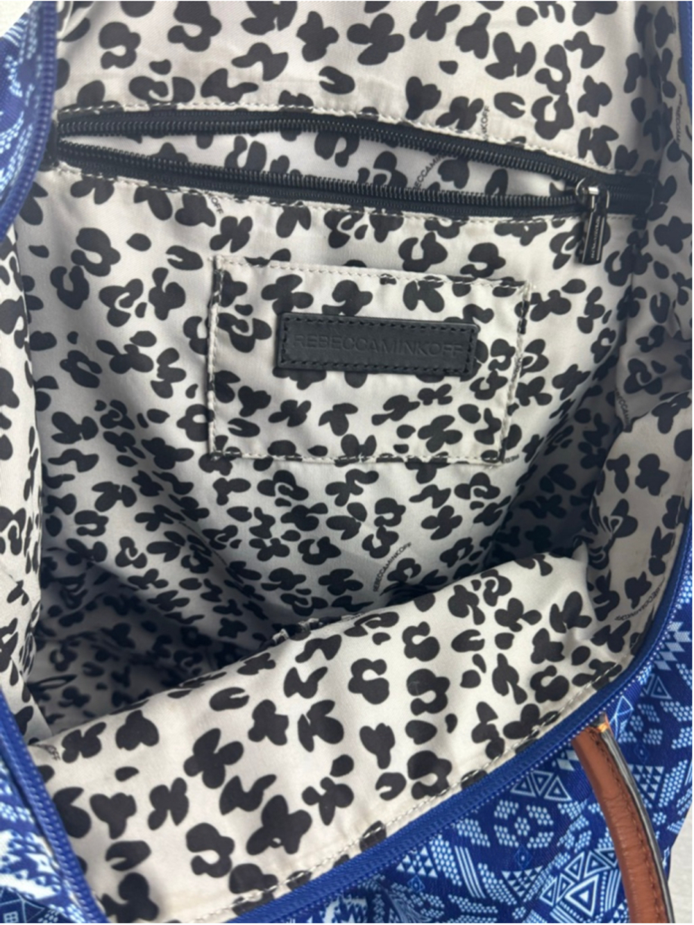 Rebecca Minkoff Blue & White Patterned Satchel One Size - Picture 9 of 10